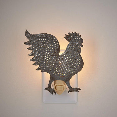 Rooster Night Light - Punched Tin Park Designs - The Fox Decor